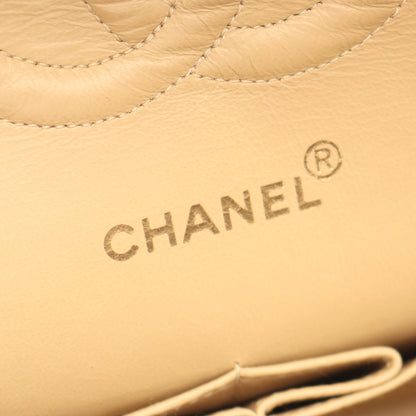 マトラッセ Wフラップ Wチェーンショルダーバッグ ラムスキン ベージュ ゴールド金具 シャネル バッグ CHANEL