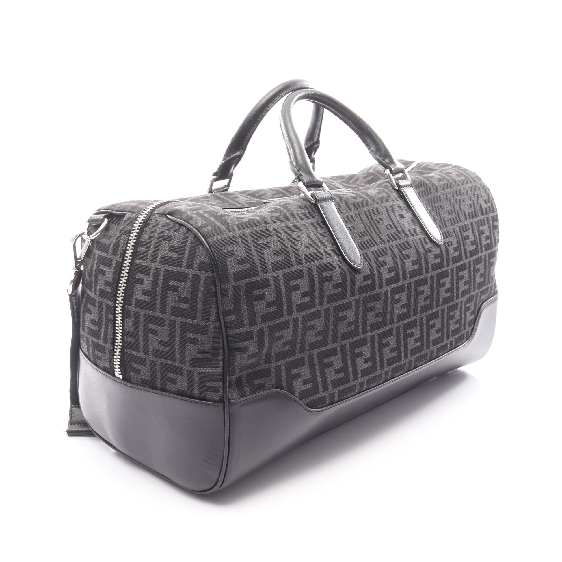 FFジャガード ダッフルバッグ 2WAY ボストンバッグ キャンバス レザー ダークグレー ブラック フェンディ バッグ FENDI