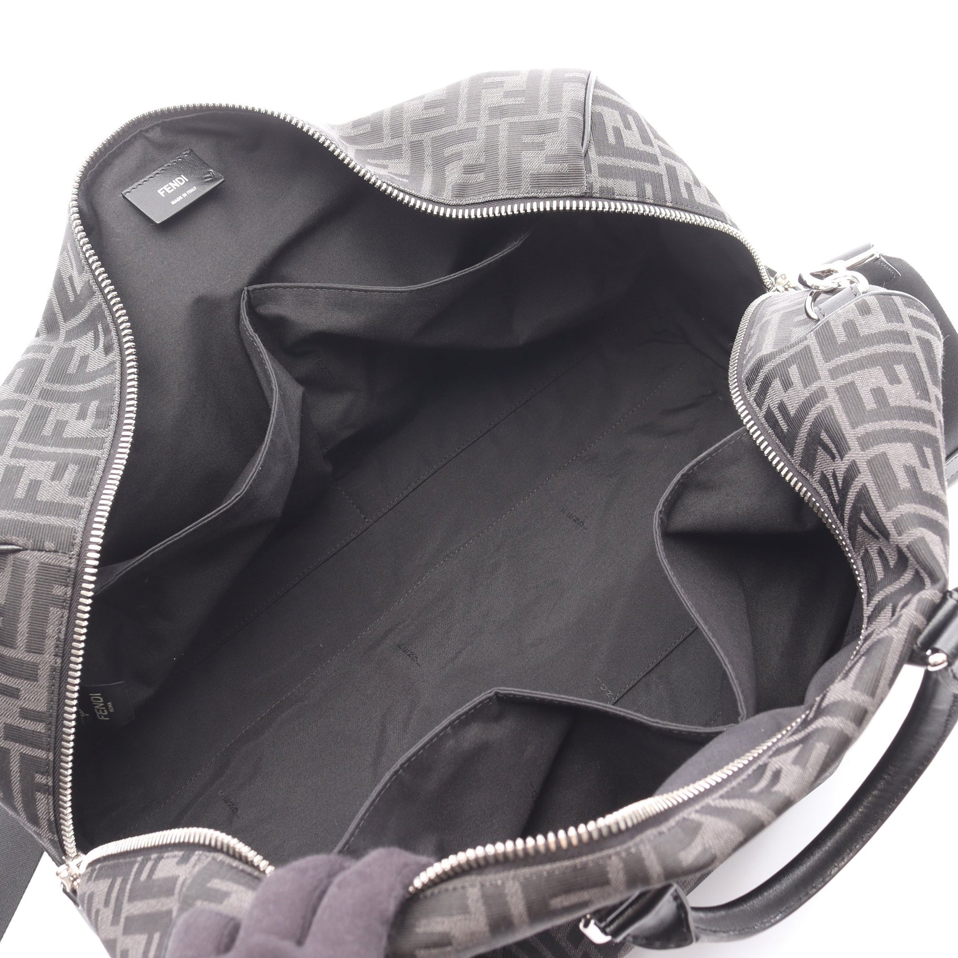FFジャガード ダッフルバッグ 2WAY ボストンバッグ キャンバス レザー ダークグレー ブラック フェンディ バッグ FENDI