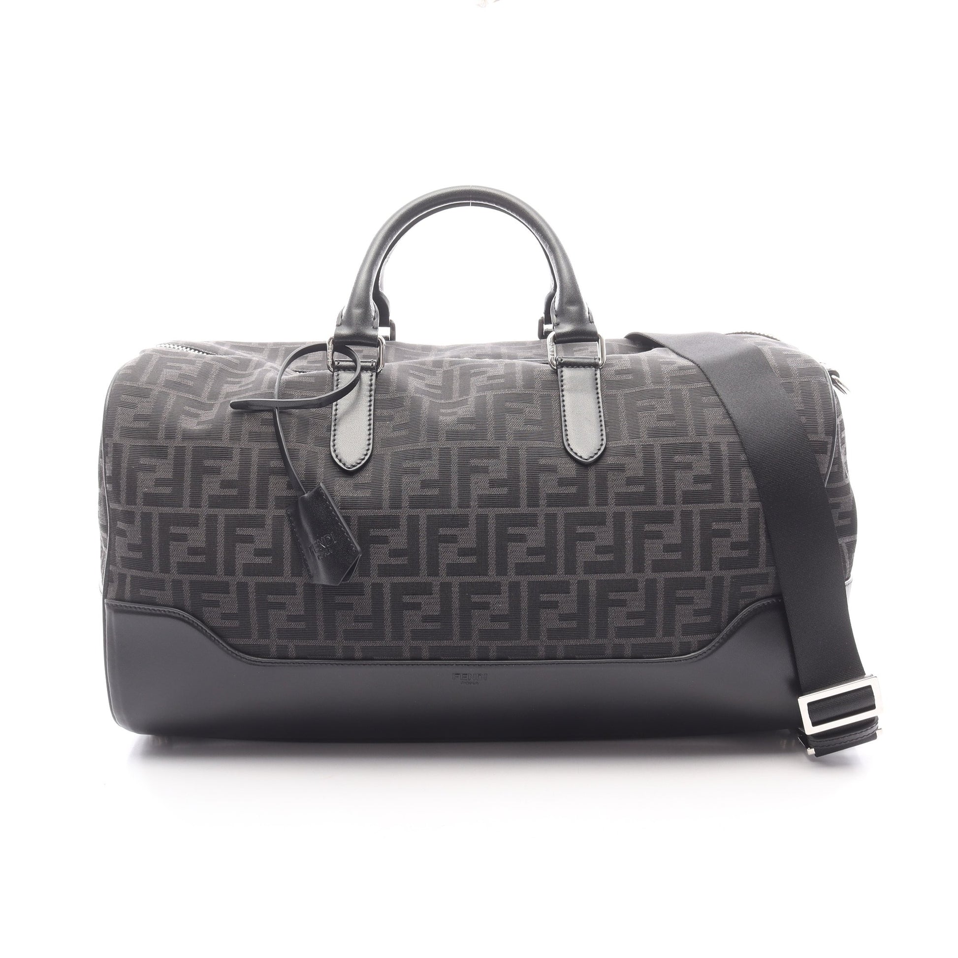 FFジャガード ダッフルバッグ 2WAY ボストンバッグ キャンバス レザー ダークグレー ブラック フェンディ バッグ FENDI