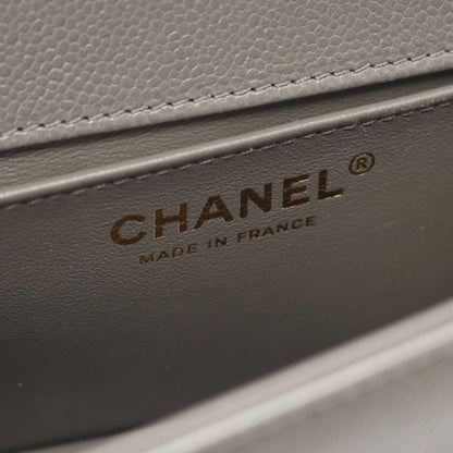 ボーイシャネル スモール チェーンショルダーバッグ キャビアスキン グレー ゴールド金具 シャネル バッグ CHANEL