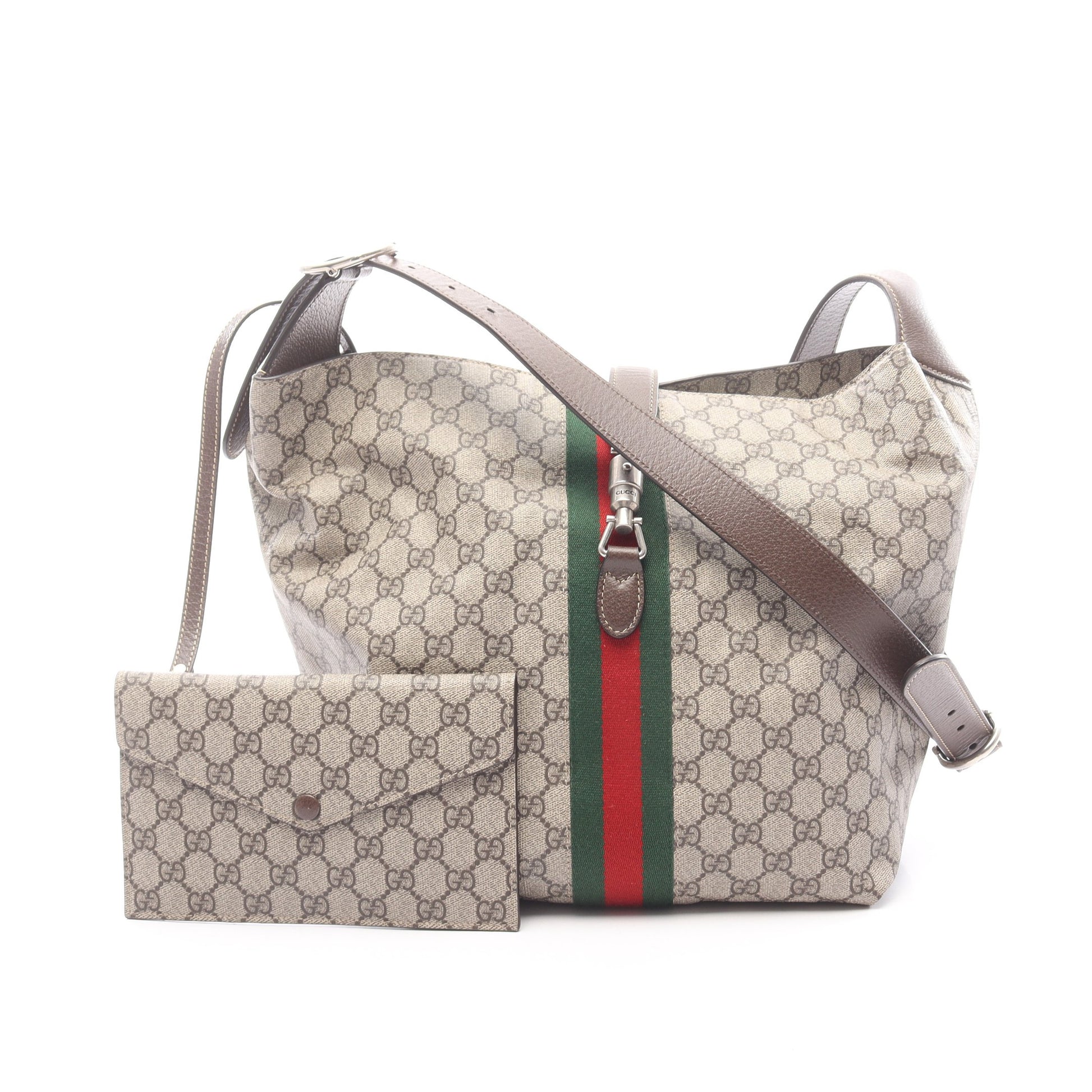 ジャッキー1961 ミディアム クロスボディ ショルダーバッグ PVC レザー ベージュ ブラウン マルチカラー グッチ バッグ GUCCI