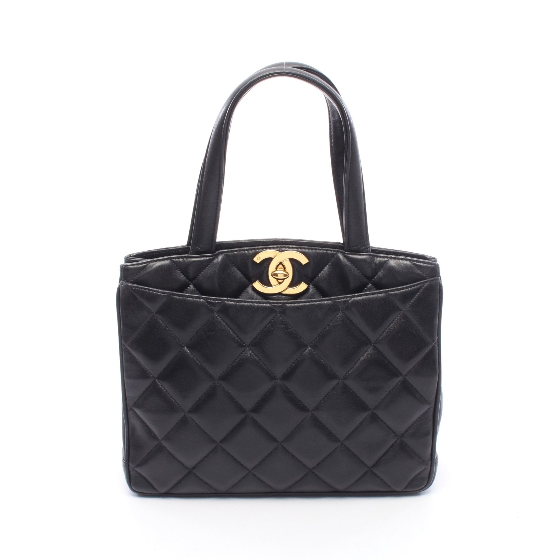 マトラッセ ターンロック ハンドバッグ トートバッグ ラムスキン ダークネイビー ゴールド金具 シャネル バッグ CHANEL