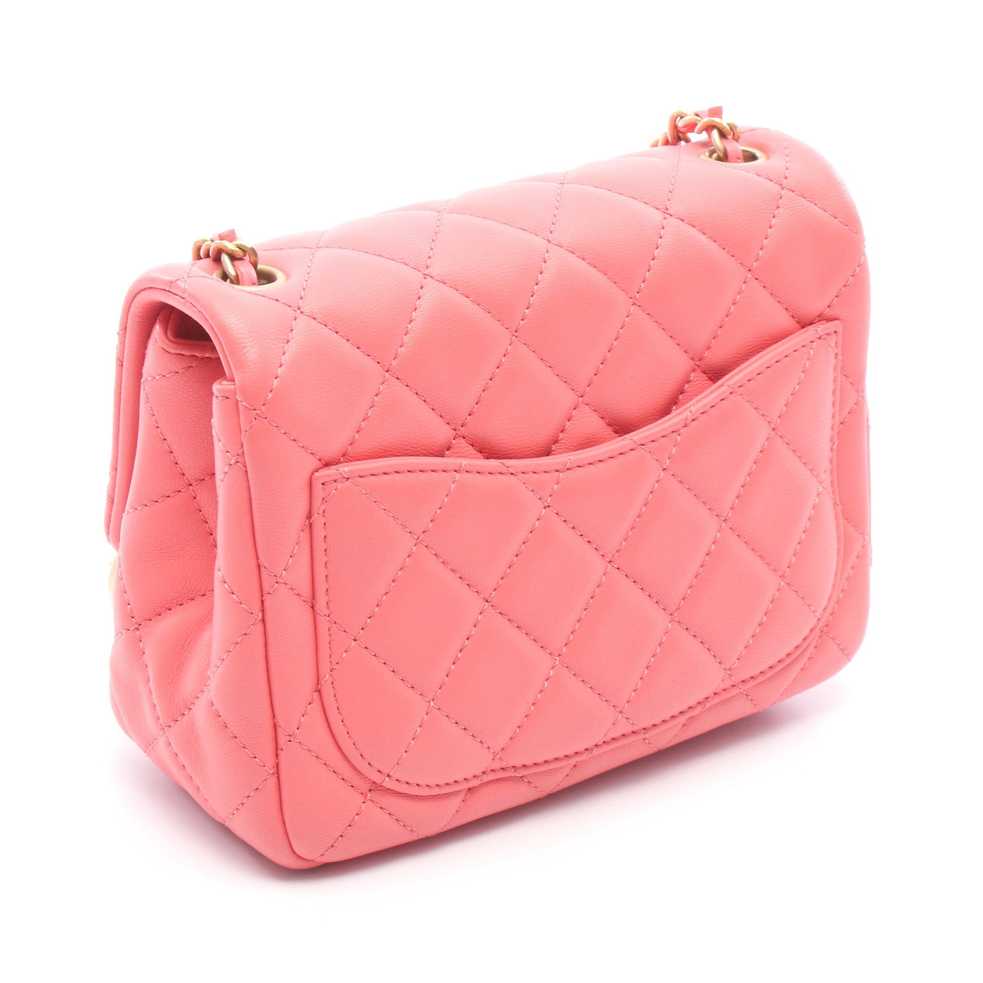 マトラッセ チェーンショルダーバッグ レザー ピンク ゴールド金具 シャネル バッグ CHANEL