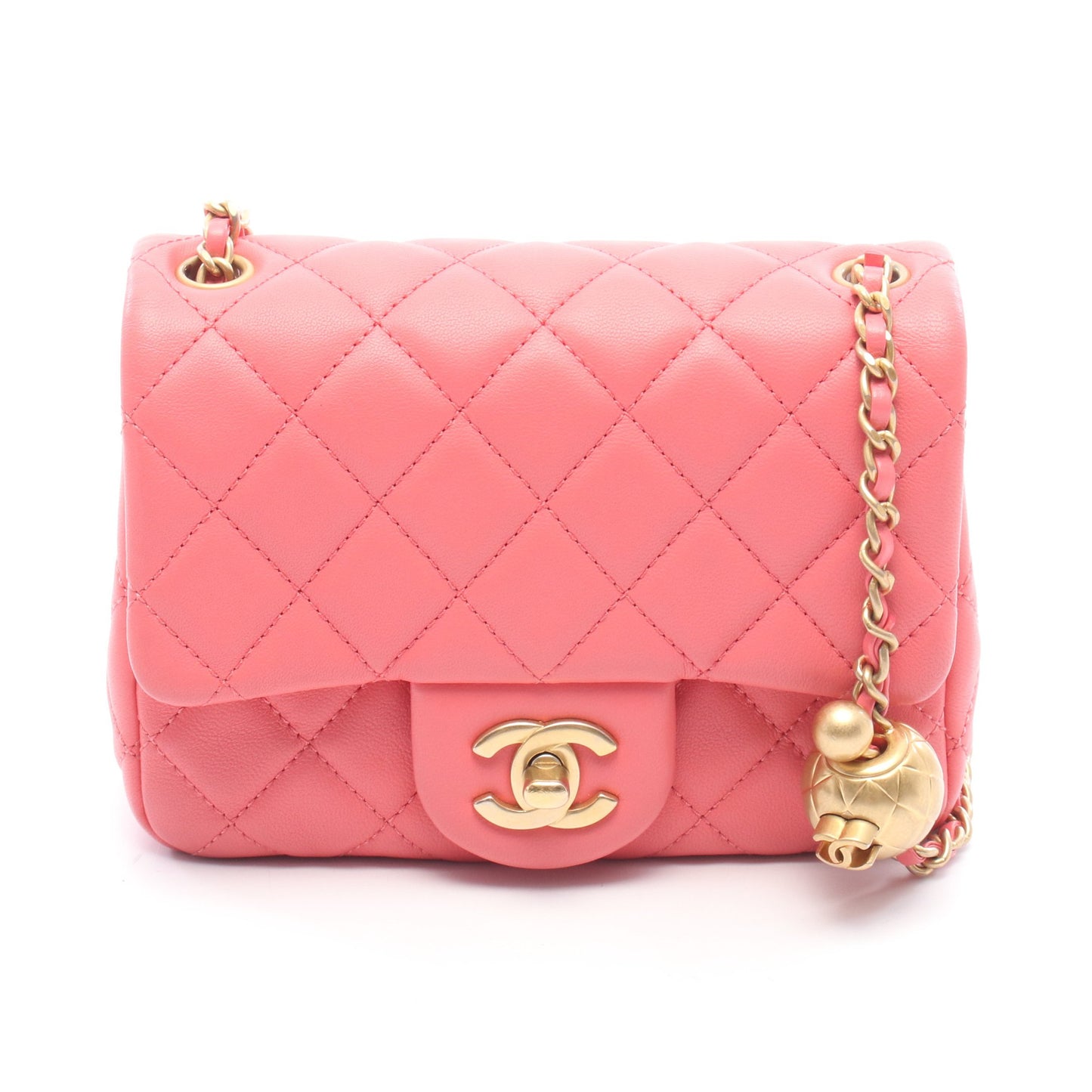 マトラッセ チェーンショルダーバッグ レザー ピンク ゴールド金具 シャネル バッグ CHANEL