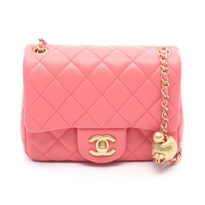 マトラッセ チェーンショルダーバッグ レザー ピンク ゴールド金具 シャネル バッグ CHANEL