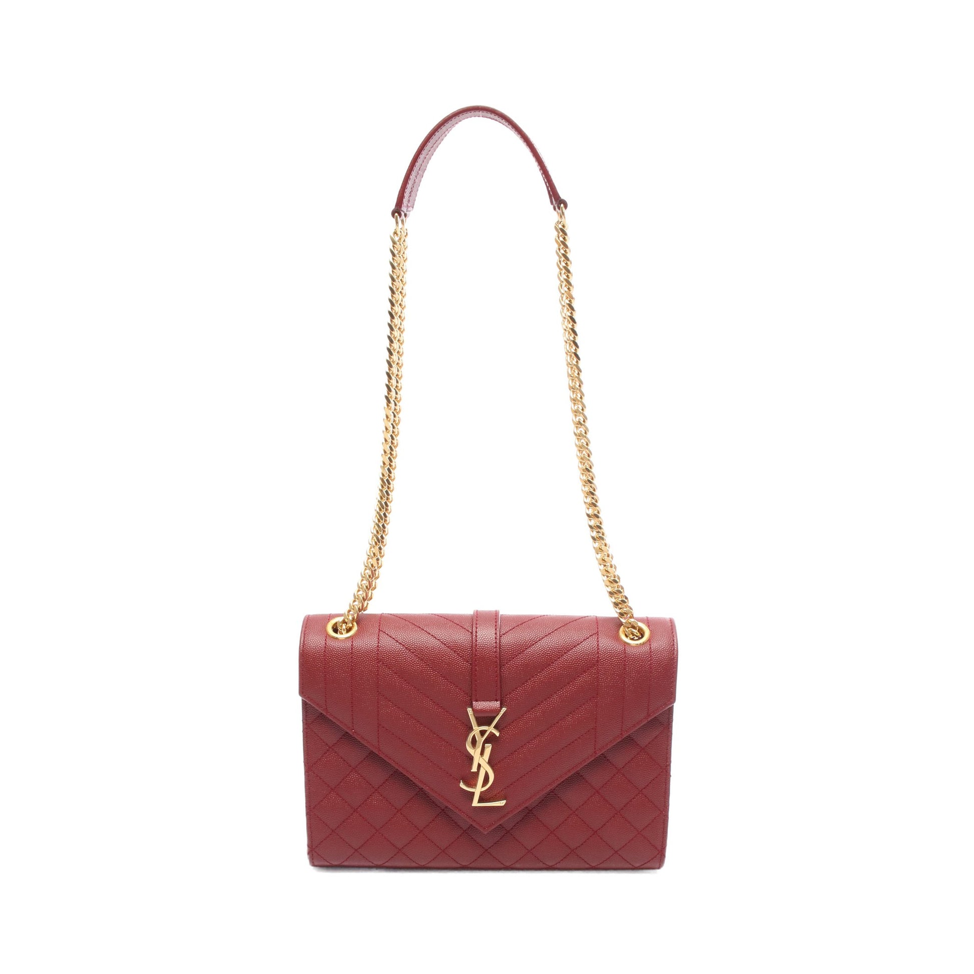 エンヴェロップ ミディアム チェーンショルダーバッグ レザー レッド サンローランパリ バッグ SAINT LAURENT PARIS