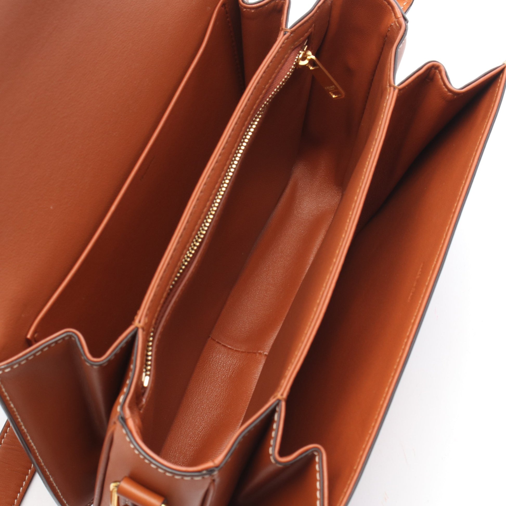 クラシック トリオンフ ショルダーバッグ ツイード レザー ブラウン ダークブラウン セリーヌ バッグ CELINE