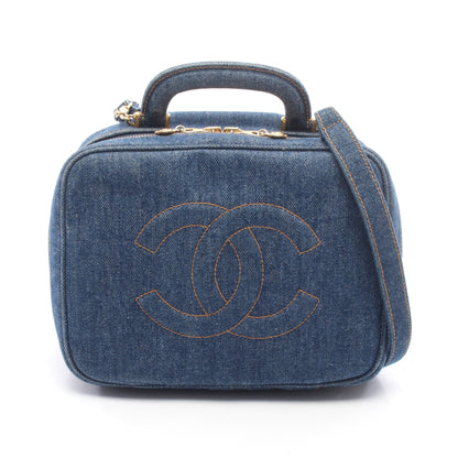 ココマーク バニティ 2WAY ハンドバッグ デニム インディゴブルー ゴールド金具 シャネル バッグ CHANEL
