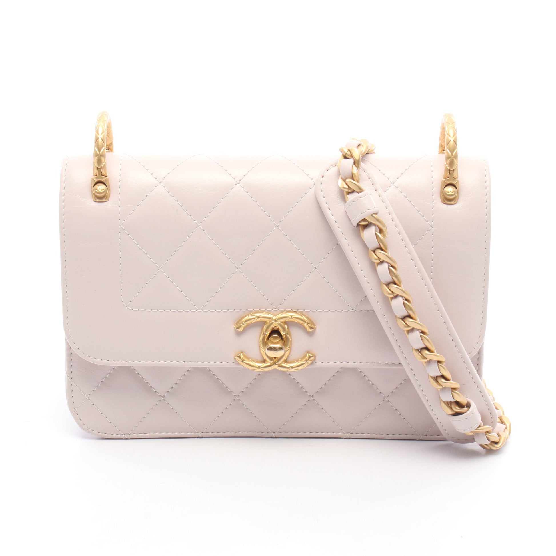 マトラッセ チェーンショルダーバッグ レザー ライトピンク ゴールド金具 シャネル バッグ CHANEL