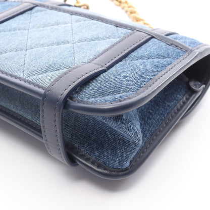 ミニマトラッセ 2WAY チェーンショルダーバッグ デニム レザー インディゴブルー ネイビー ゴールド金具 シャネル バッグ CHANEL