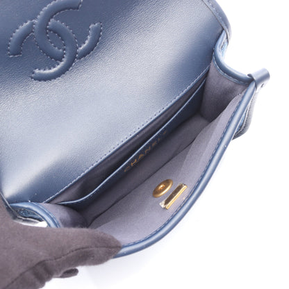 ミニマトラッセ 2WAY チェーンショルダーバッグ デニム レザー インディゴブルー ネイビー ゴールド金具 シャネル バッグ CHANEL