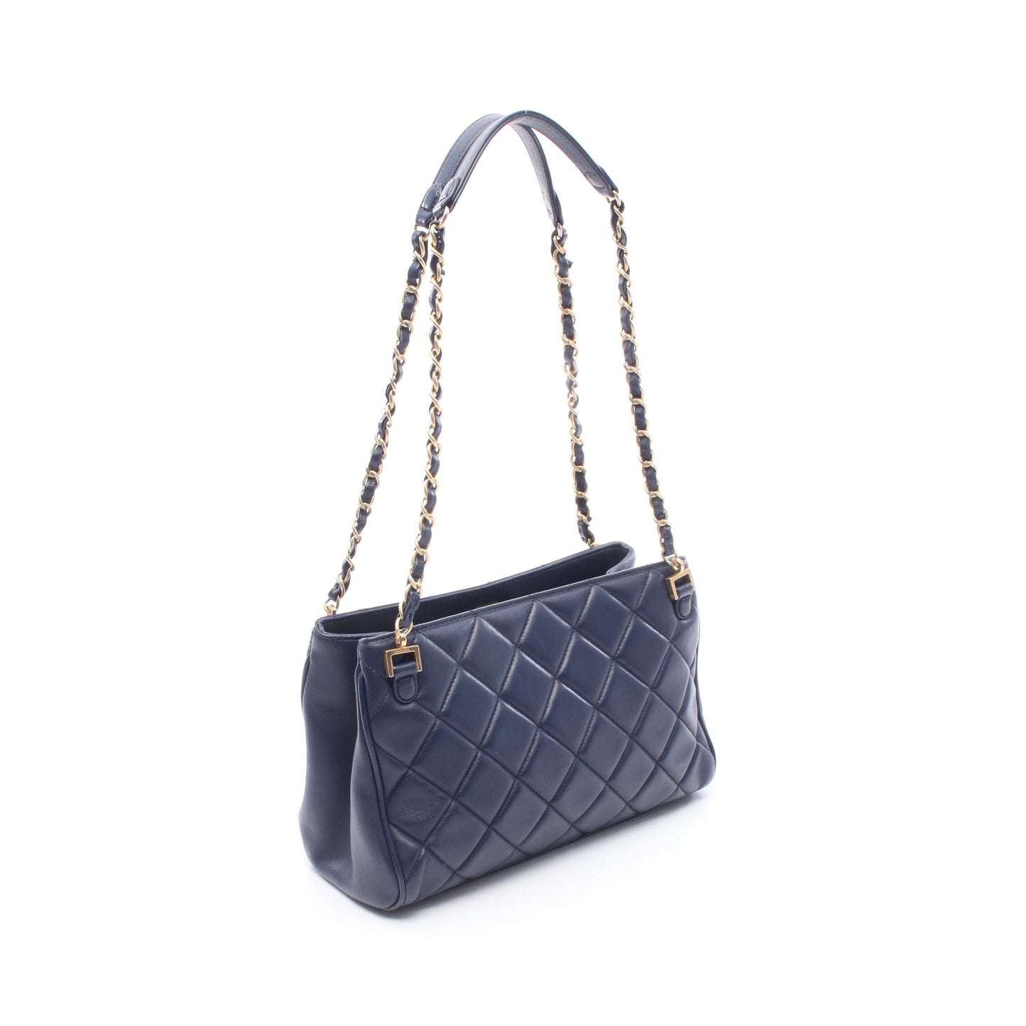 マトラッセ チェーンショルダーバッグ レザー ネイビー ゴールド金具 シャネル バッグ CHANEL