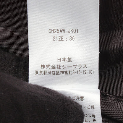 ノーカラー レザージャケット レザー ブラック チエコプラス アウター CHIEKO＋