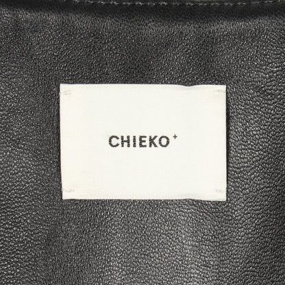 ノーカラー レザージャケット レザー ブラック チエコプラス アウター CHIEKO＋