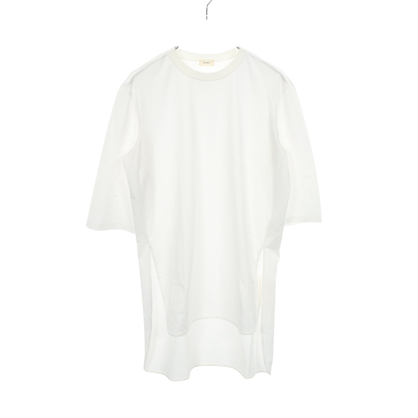 サイドスリット クルーネック カットソー コットン ホワイト チエコプラス トップス CHIEKO＋