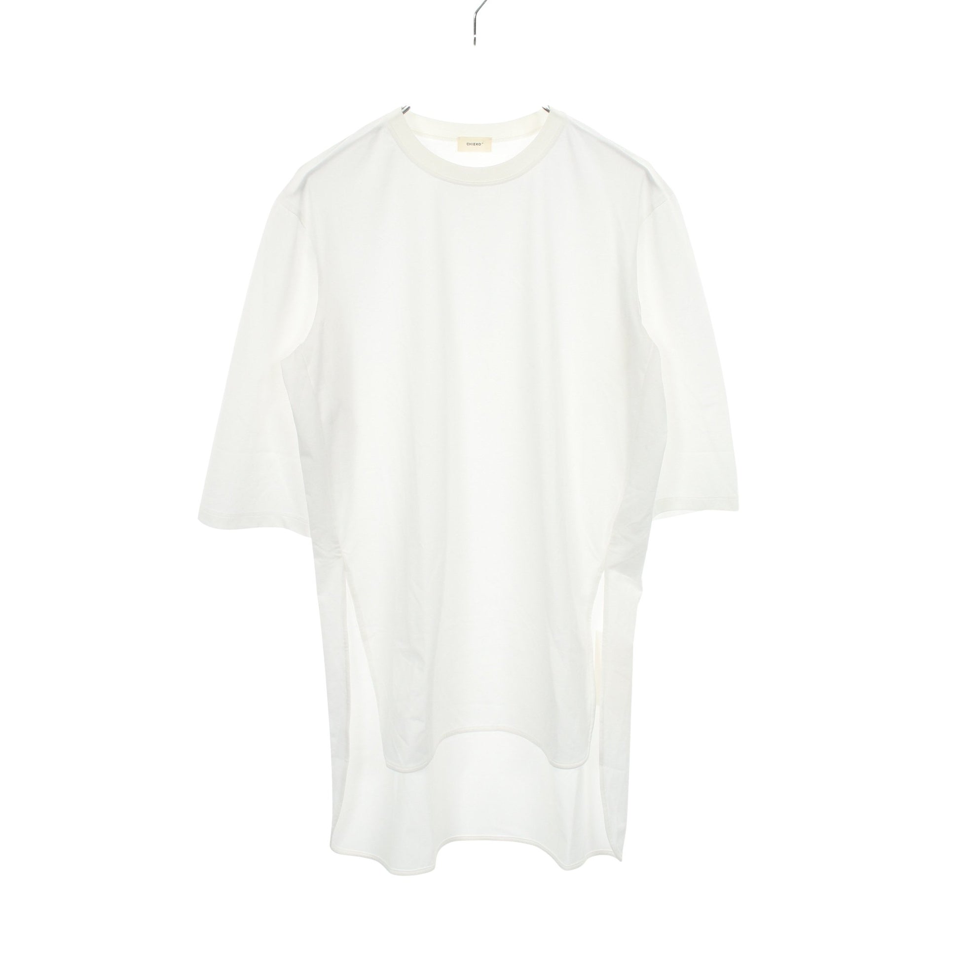 サイドスリット クルーネック カットソー コットン ホワイト チエコプラス トップス CHIEKO＋