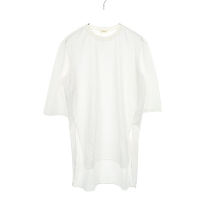 サイドスリット クルーネック カットソー コットン ホワイト チエコプラス トップス CHIEKO＋