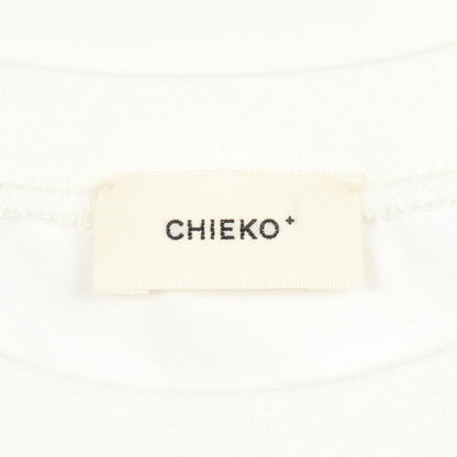 サイドスリット クルーネック カットソー コットン ホワイト チエコプラス トップス CHIEKO＋
