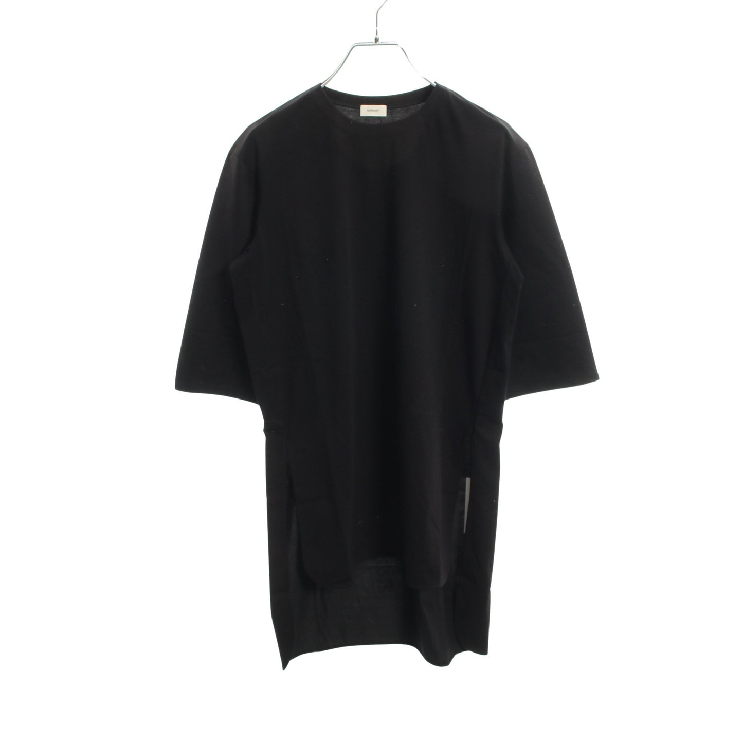 サイドスリット クルーネック カットソー コットン ブラック チエコプラス トップス CHIEKO＋