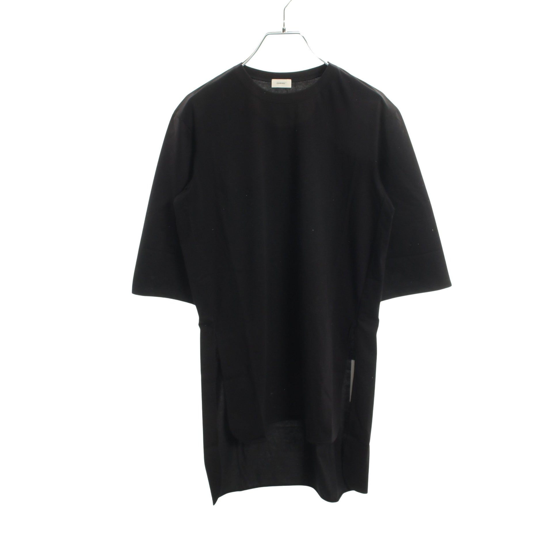 サイドスリット クルーネック カットソー コットン ブラック チエコプラス トップス CHIEKO＋