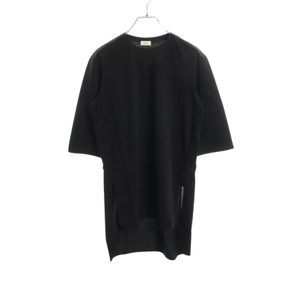 サイドスリット クルーネック カットソー コットン ブラック チエコプラス トップス CHIEKO＋