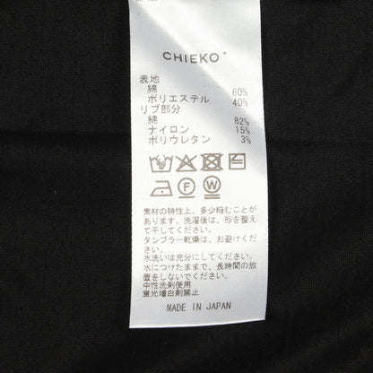 サイドスリット クルーネック カットソー コットン ブラック チエコプラス トップス CHIEKO＋