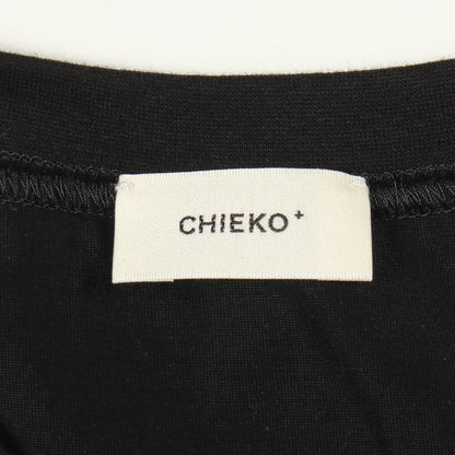 サイドスリット クルーネック カットソー コットン ブラック チエコプラス トップス CHIEKO＋