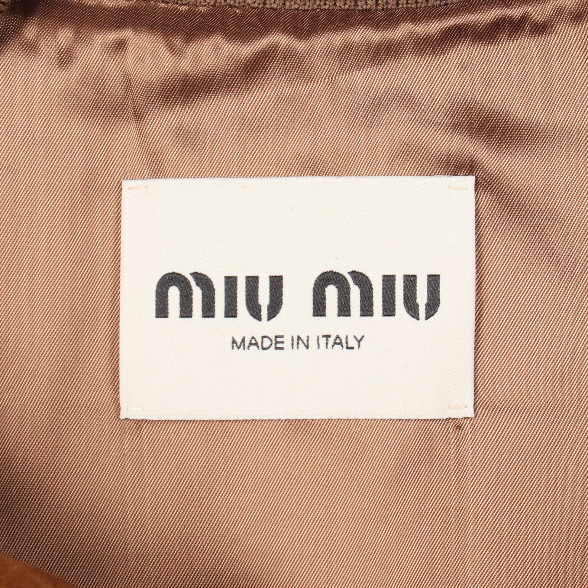 サイドオープン ワックス加工 ベスト スエード ブラウン ミュウミュウ トップス miu miu