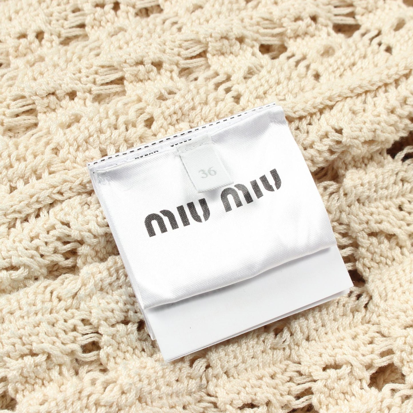 コットンファスナーカーディガン レース カーディガン コットン アイボリー ネイビー ミュウミュウ トップス miu miu