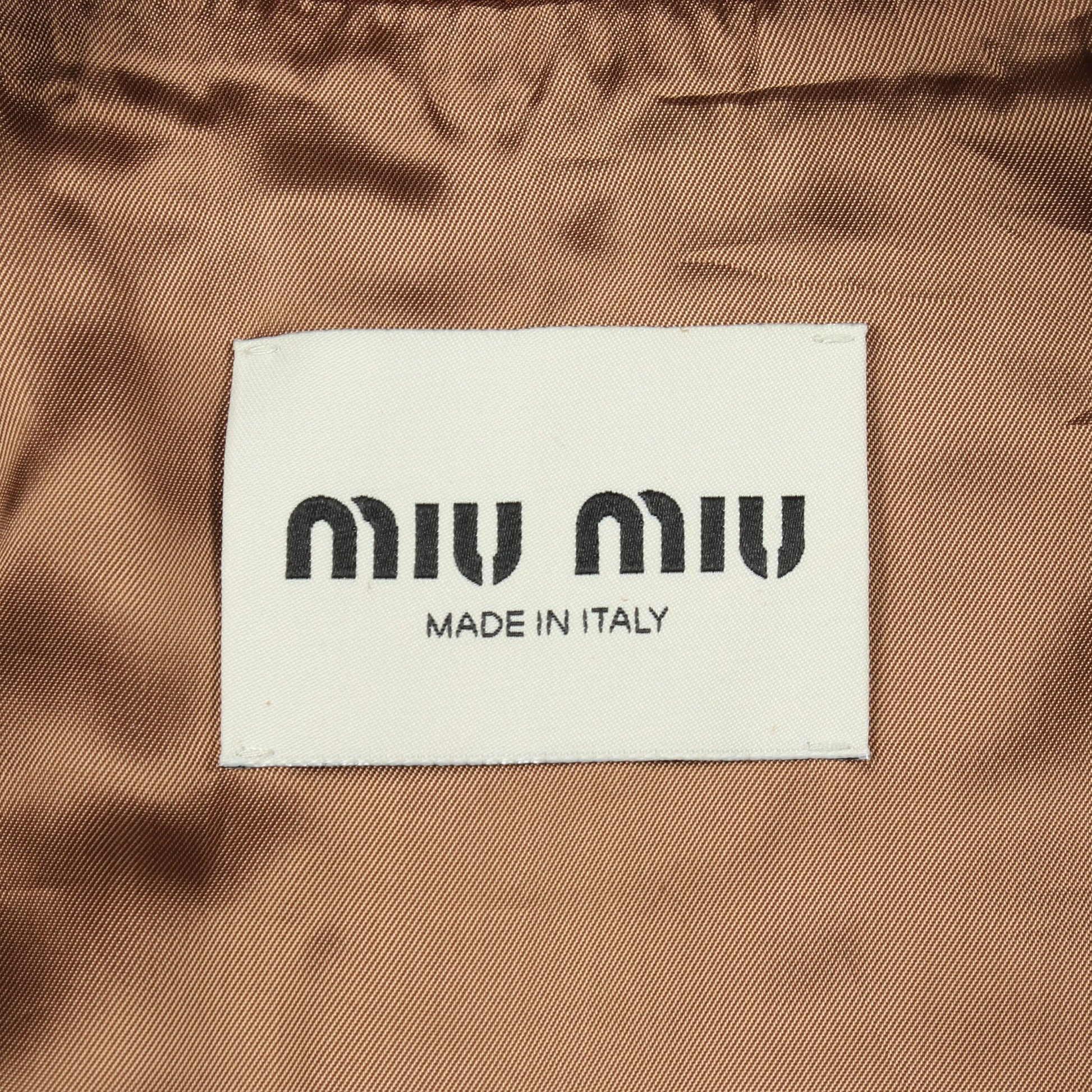 ワックス加工 クロップド ブルゾン スエード ブラウン ミュウミュウ アウター miu miu
