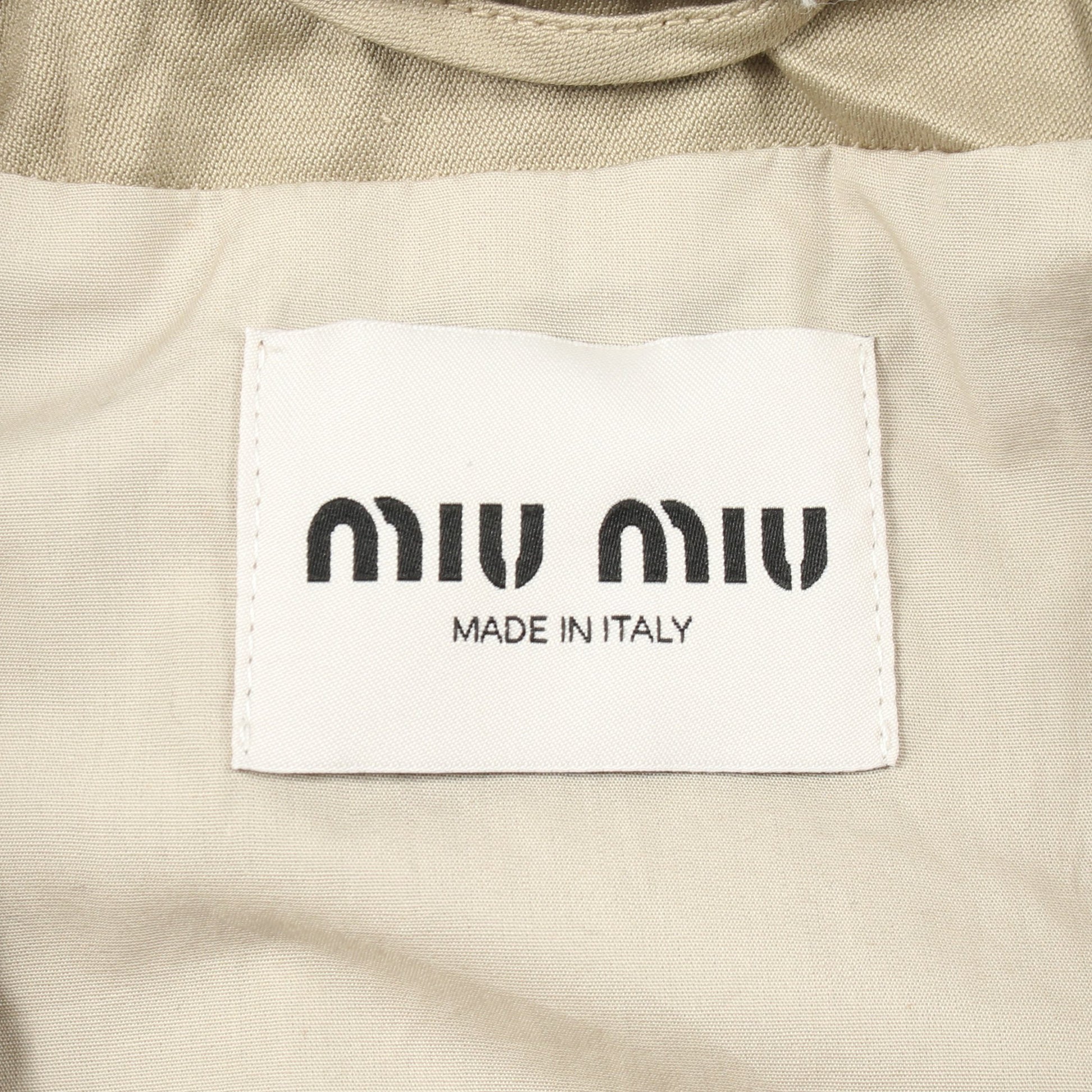 ガーメントダイ クロップド ブルゾン コットン カーキベージュ ミュウミュウ アウター miu miu