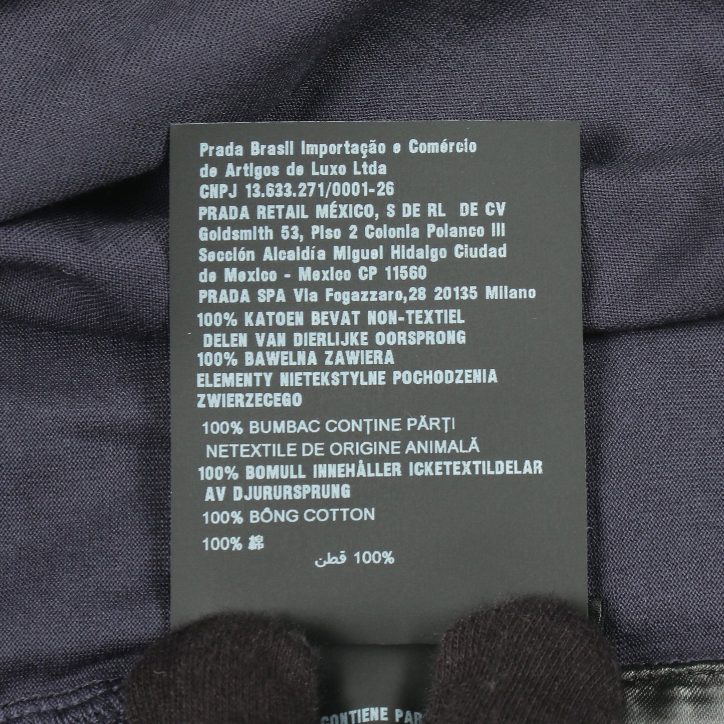 トライアングルロゴ 長袖 シャツ コットン ネイビー プラダ トップス PRADA