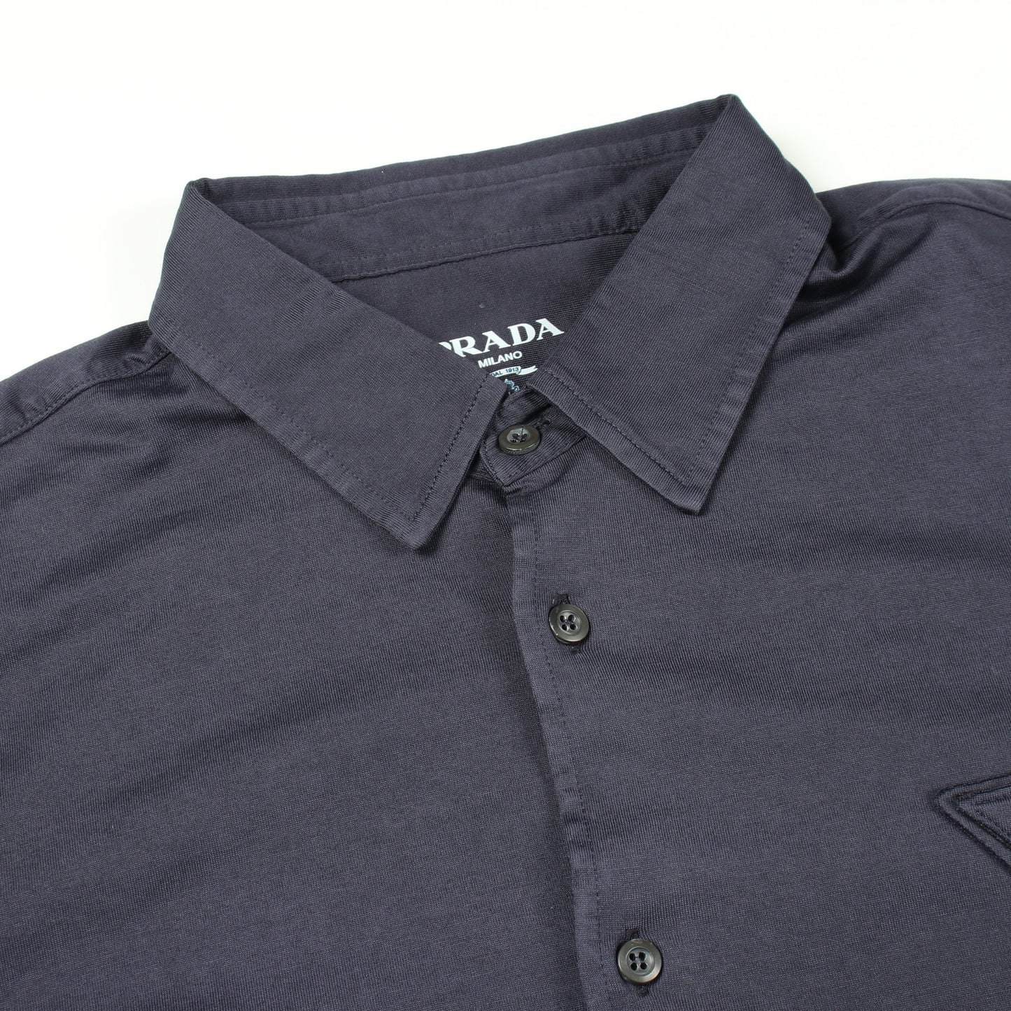 トライアングルロゴ 長袖 シャツ コットン ネイビー プラダ トップス PRADA