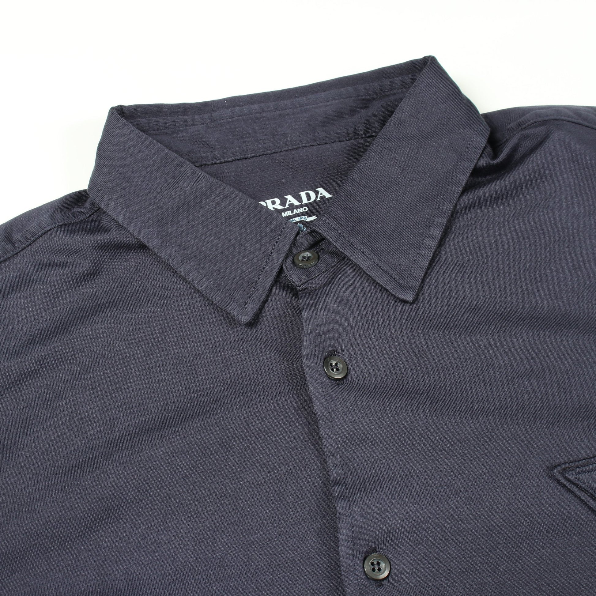 トライアングルロゴ 長袖 シャツ コットン ネイビー プラダ トップス PRADA