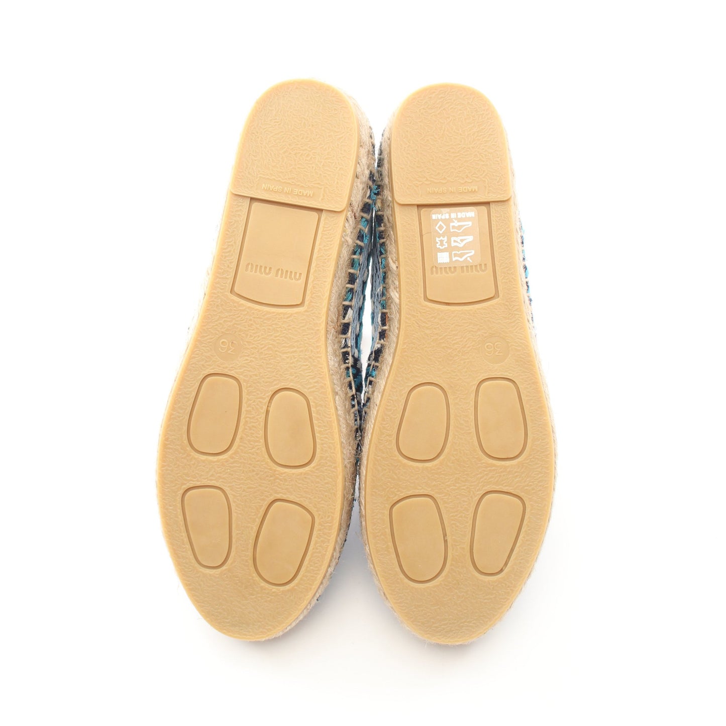 ビジュー エスパドリーユ スリッポン キャンバス ブルー ミュウミュウ シューズ miu miu