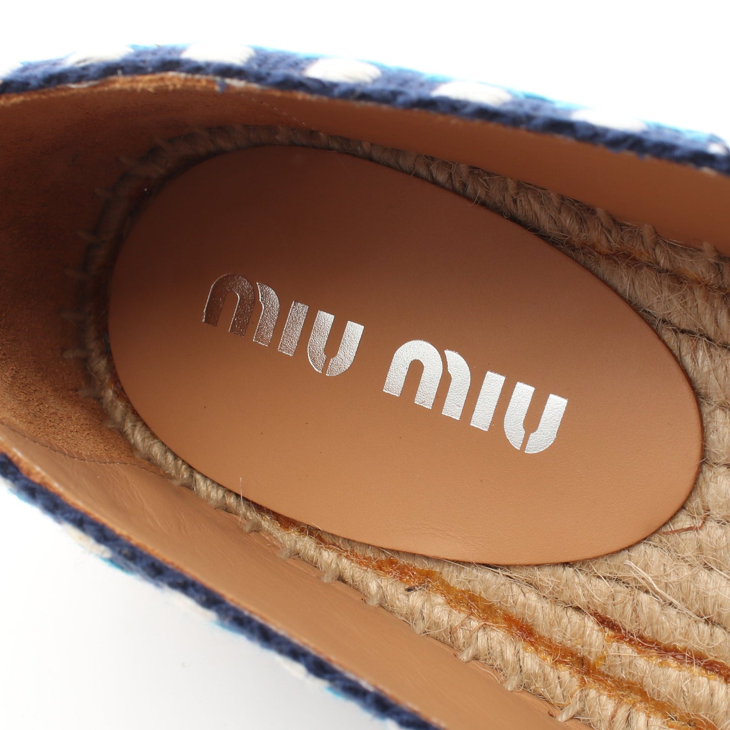 ビジュー エスパドリーユ スリッポン キャンバス ブルー ミュウミュウ シューズ miu miu