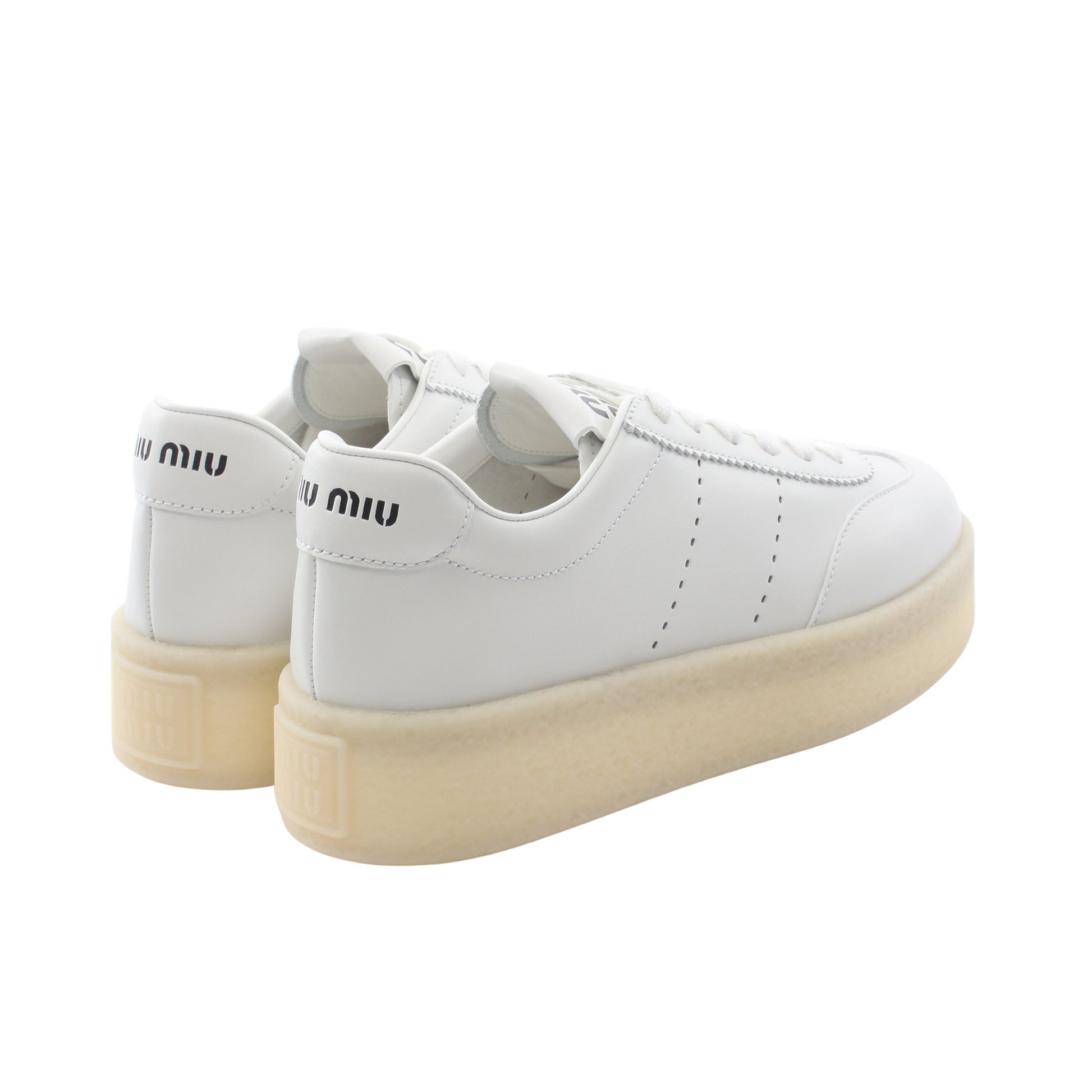 ロゴ スニーカー レザー ホワイト ミュウミュウ シューズ miu miu