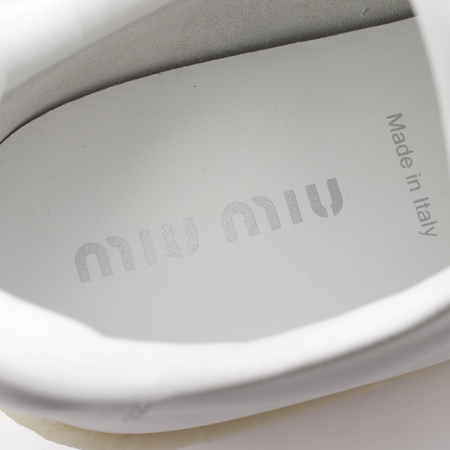 ロゴ スニーカー レザー ホワイト ミュウミュウ シューズ miu miu