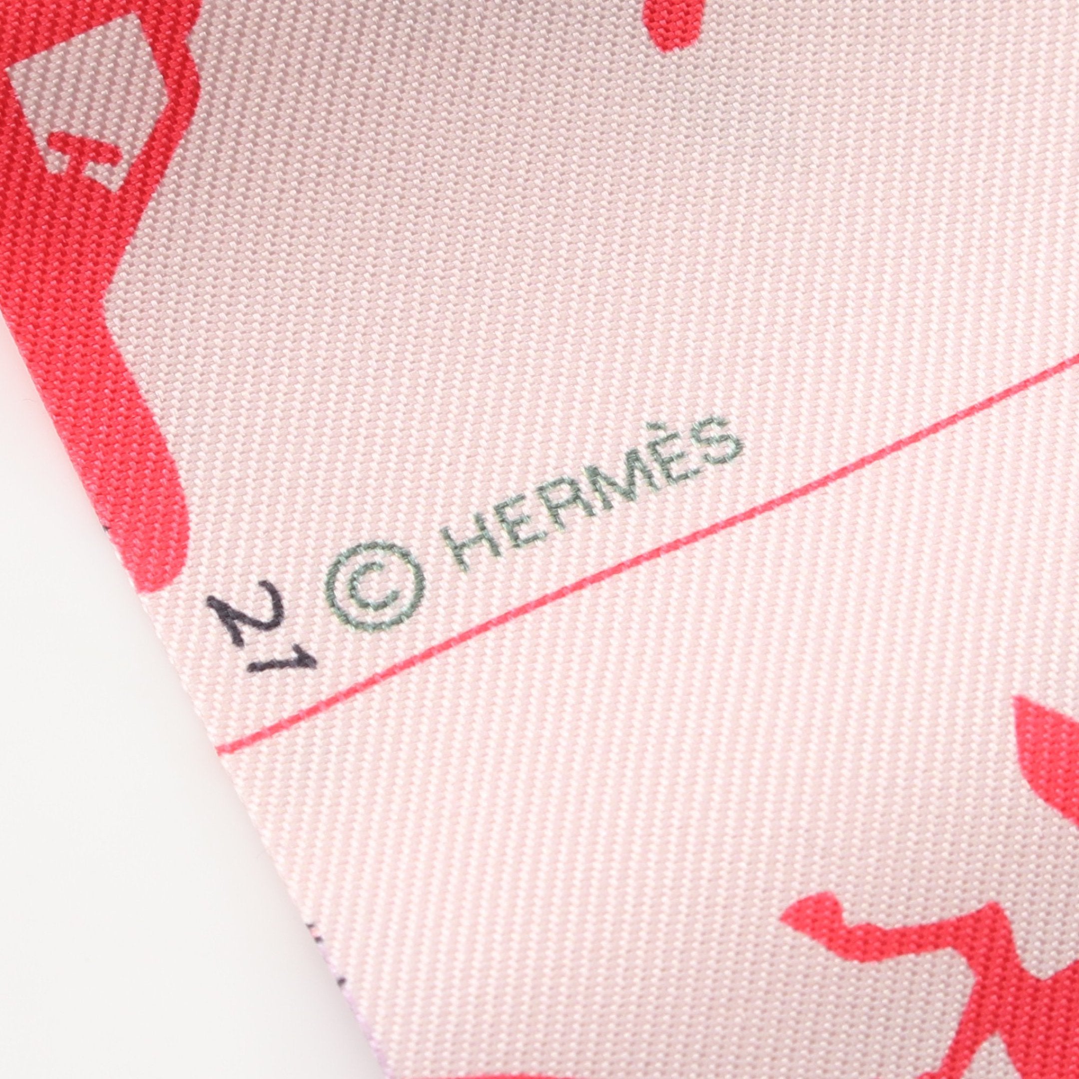 HERMES エルメス☆ ボルデュックリボンピンク⭐︎シルクシフォンストール ツイリー HERMES PARADE リボン スカーフ シルク ライトピンク マルチ