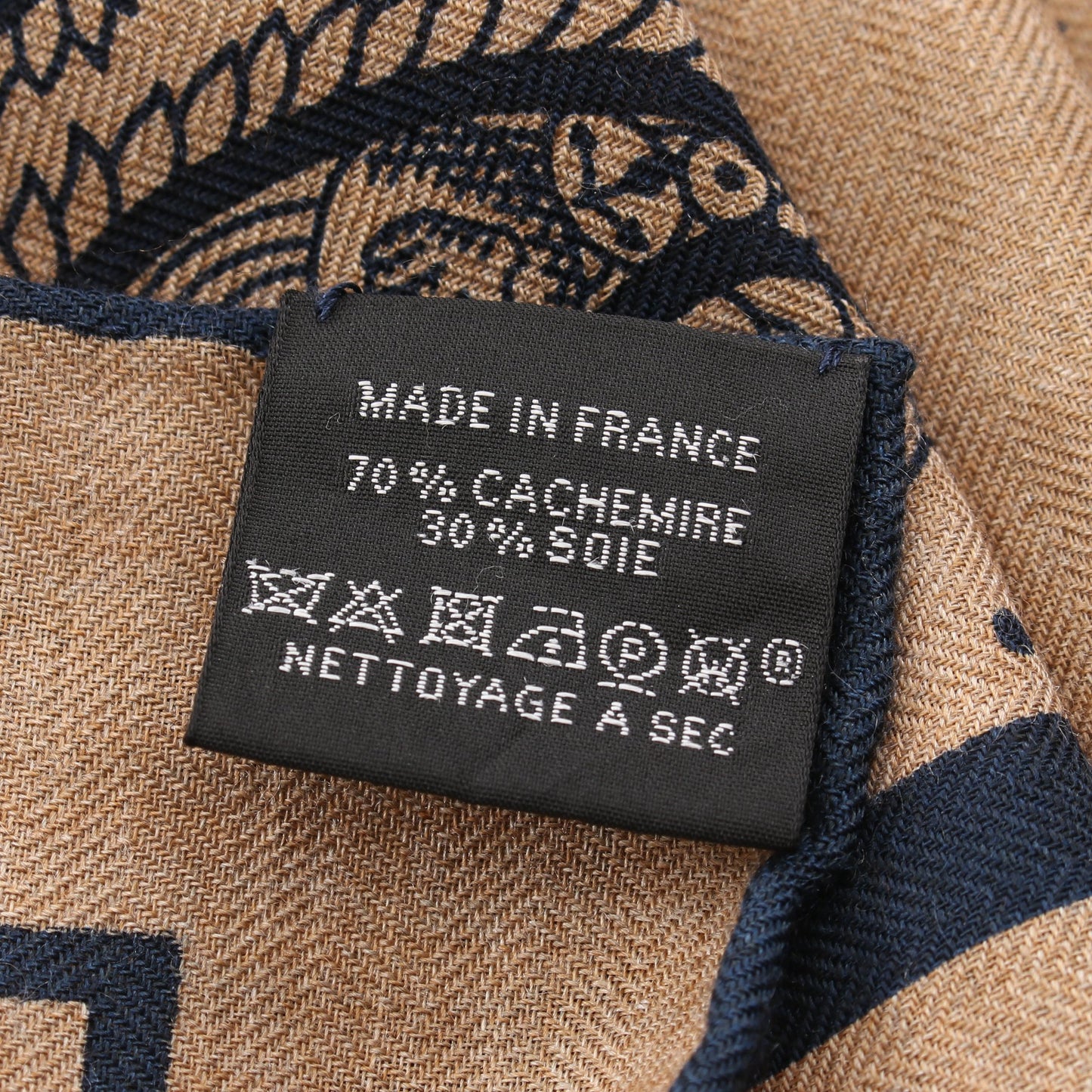 カレジェアン カレ140 Tatouages Marins Bandana スカーフ ショール カシミヤ シルク ブラウン ネイビー エルメス 財布・小物 HERMES