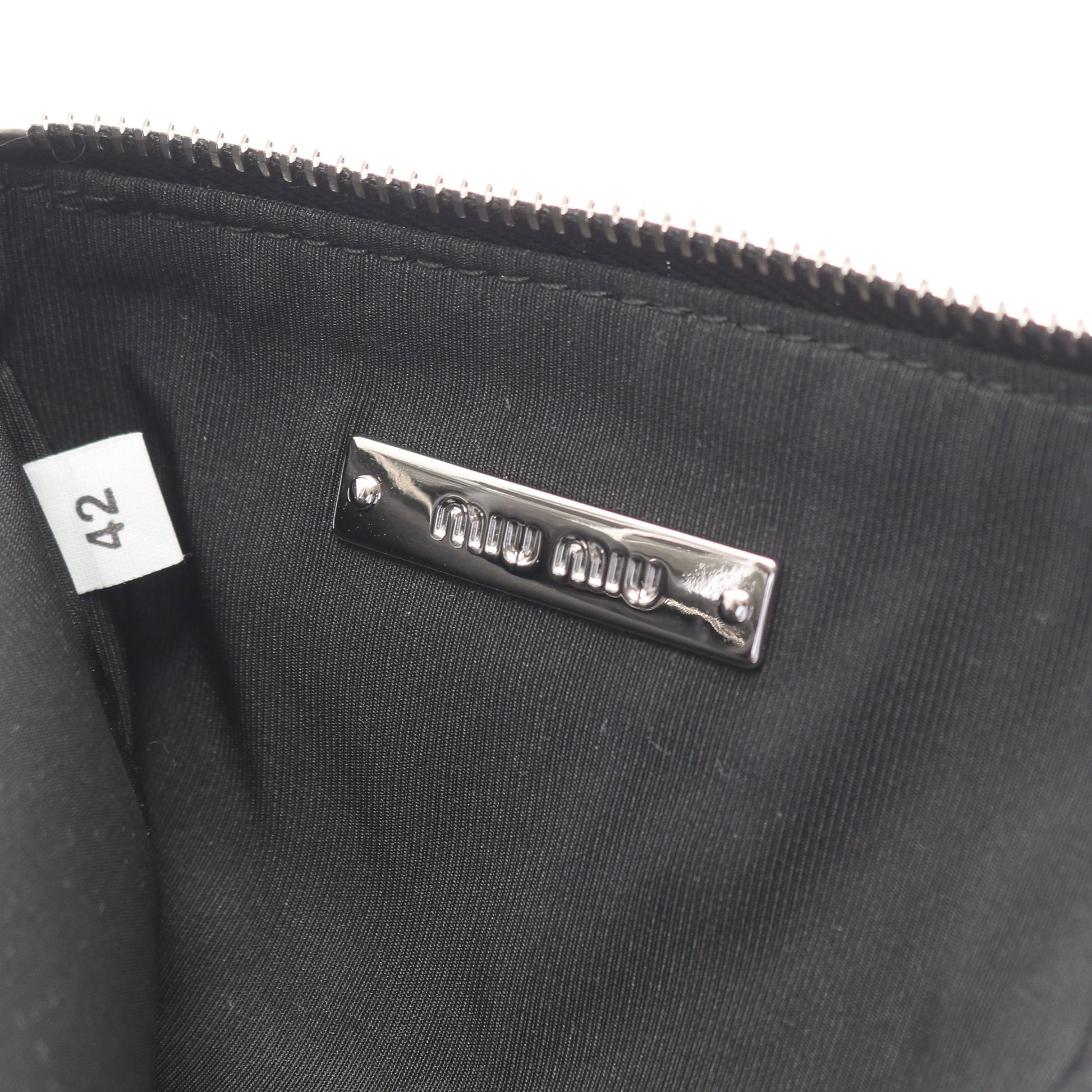 タオル付 ノベルティ ポーチ コットン ナイロン ブラック ミュウミュウ 財布・小物 miu miu