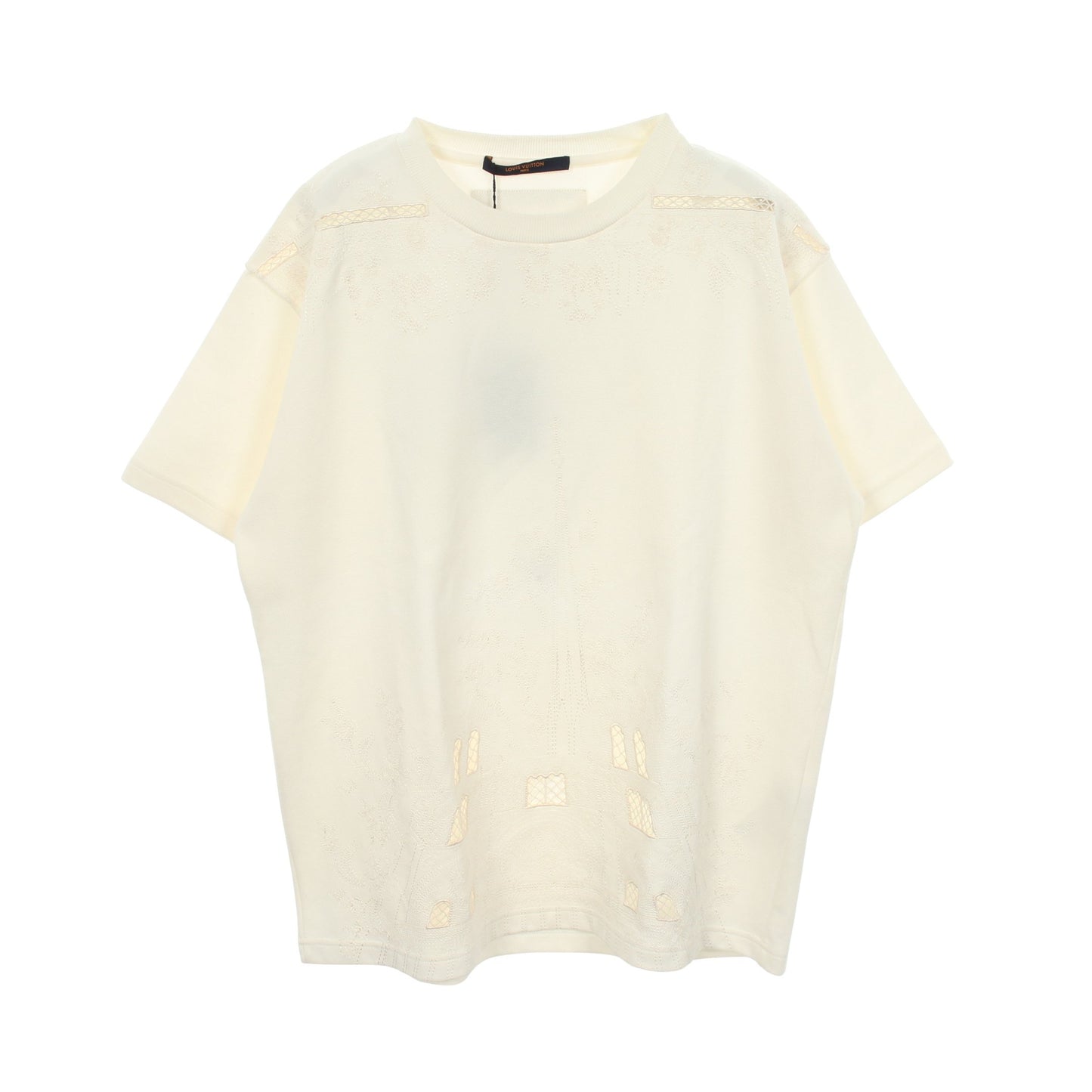 ノートルダム ポンヌフ エンブロイダリー 半袖Tシャツ コットン オフホワイト ルイヴィトン トップス LOUIS VUITTON