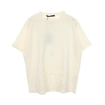 ノートルダム ポンヌフ エンブロイダリー 半袖Tシャツ コットン オフホワイト ルイヴィトン トップス LOUIS VUITTON