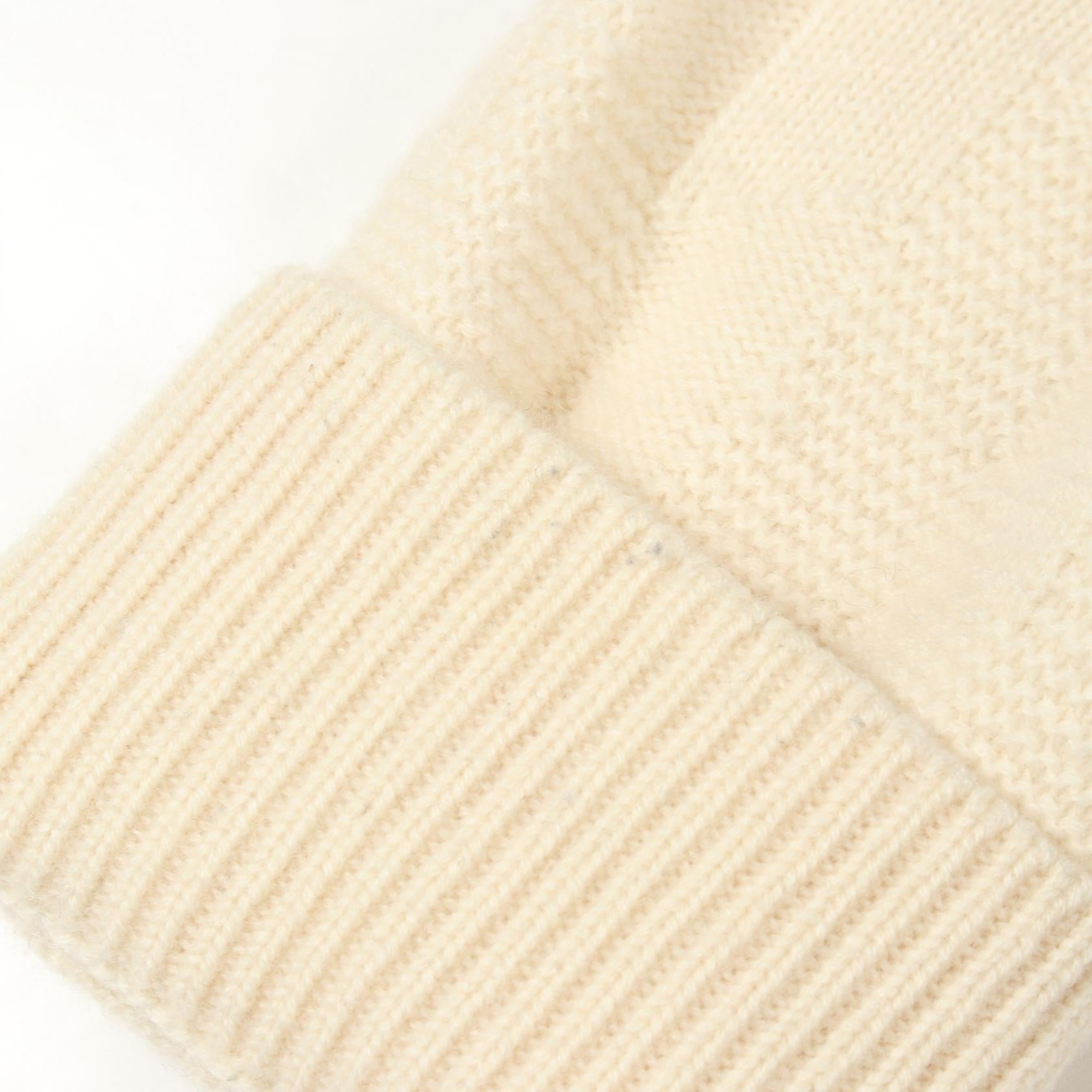 Hモチーフ クルーネック ニット ウール ホワイト エルメス トップス HERMES
