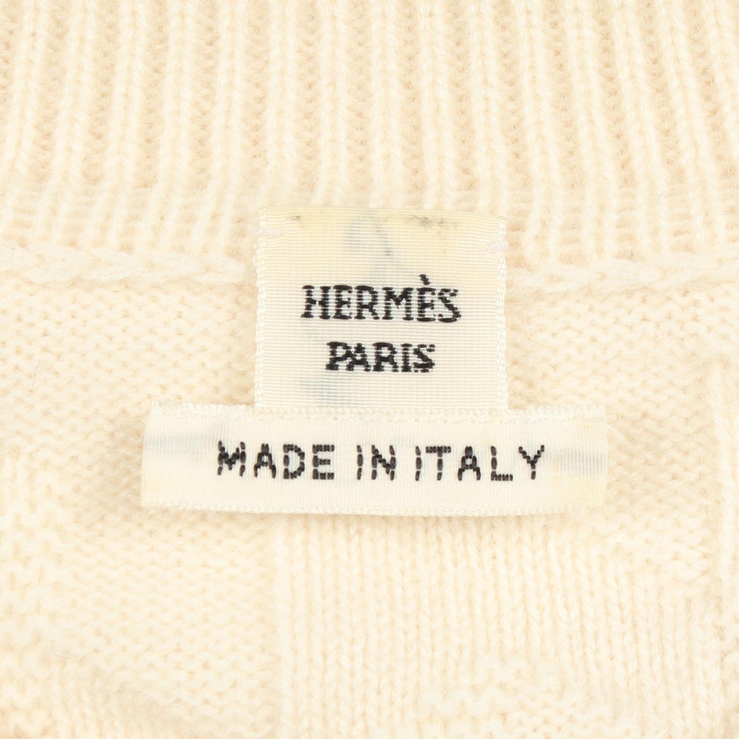 Hモチーフ クルーネック ニット ウール ホワイト エルメス トップス HERMES