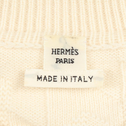 Hモチーフ クルーネック ニット ウール ホワイト エルメス トップス HERMES