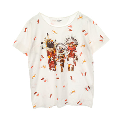 カチナ 半袖Tシャツ コットン ホワイト マルチカラー エルメス トップス HERMES