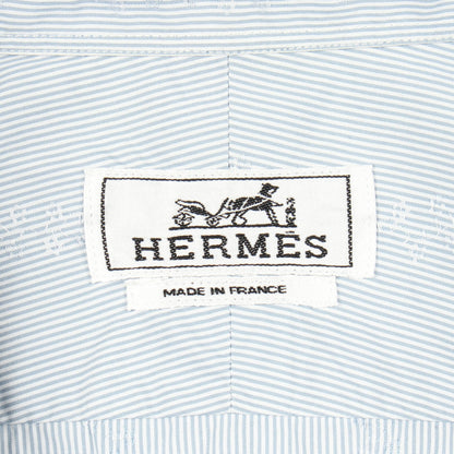 ストライプ 長袖 シャツ コットン ライトブルー エルメス トップス HERMES