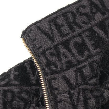 バロック ロゴ総柄 トラックジャケット コットン ブラック イエロー ヴェルサーチ アウター Versace